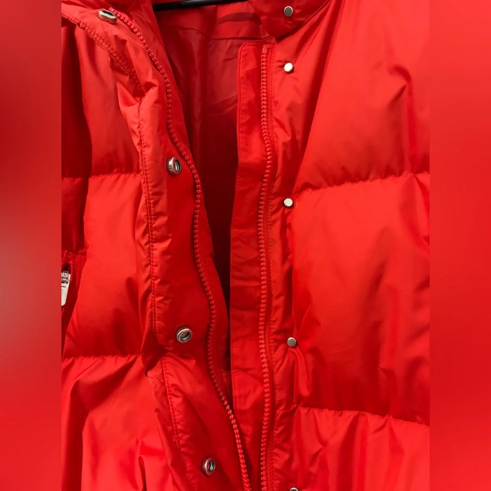 $200 New Athleta Red Summit Down Full zip / Snap Jacket - Candy Red - Womens XL - Picture 11 of 14